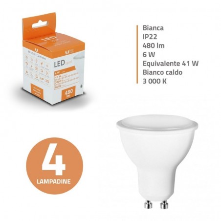 Bundle of up to 20 pcs GU10 LED bulbs 6W 480lm Natural Warm White Light IP22