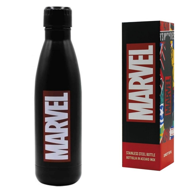 Disney Bottiglia "MARVEL LOGO" in Acciaio Singolo Strato 750ml Nero