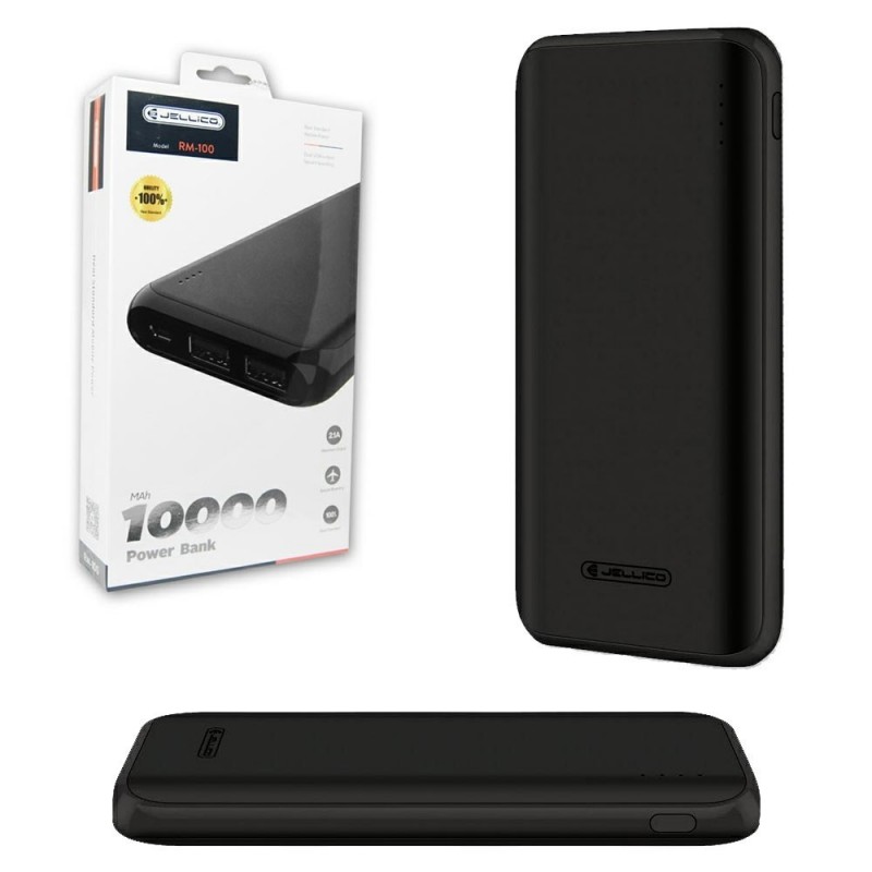 Jellico Power Bank 10000mAh RM-100 2 Dual USB Output 2.1A Secure Boarding