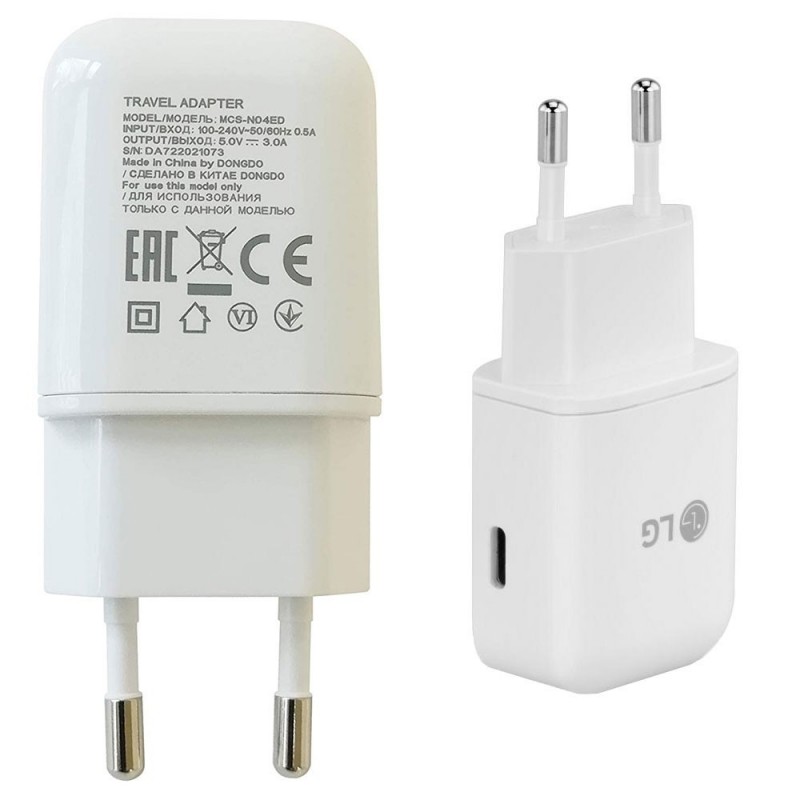 LG CaricaBatterie da Rete MCS-N04ER 5V 3A Type-C Bianco Bulk