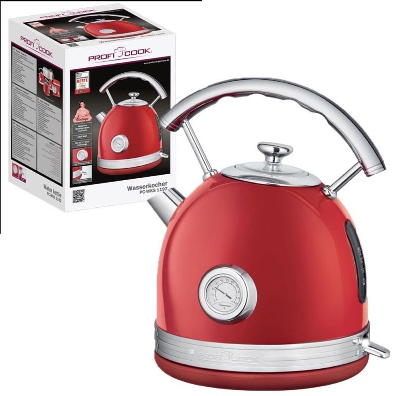 ProfiCook Vintage Kettle Capacity up to 1.7L PC-WKS1192 Solid Metal Case and Stainless Steel Lid