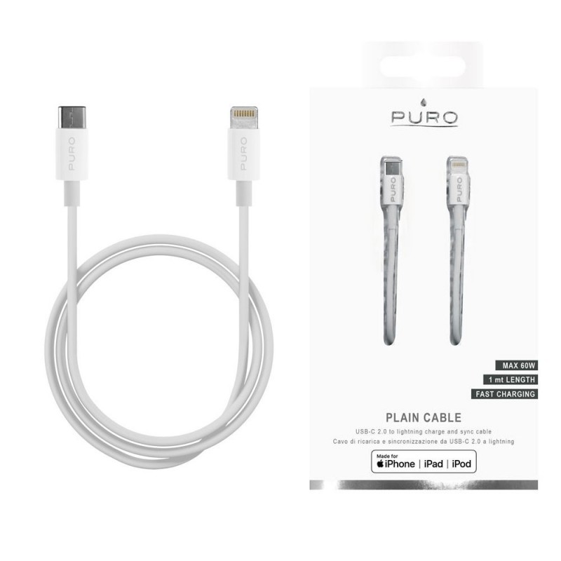 Puro Cavo Apple MFI 2.4A da USB-C a Lightning 2.0 1mt | Bianco