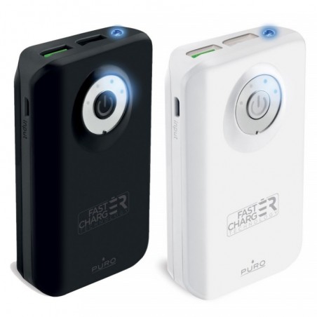 Acquista Puro Powerbank 2.4A Fast Cahrger 7800mAh 2 Usb Con Torcia | Bianco e Nero su Smartness
