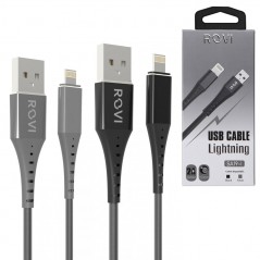 Immagine prodotto Rovi Sport Cavo di Ricarica da Usb-A a Lightning SA19-I in Nylon e connettore in PVC 1mt 2A | Silver - Nero