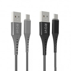Rovi Rovi Sport Charging Cable Type-C SA19-C in Nylon and PVC connector 1mt 2A | Silver - Black for sale