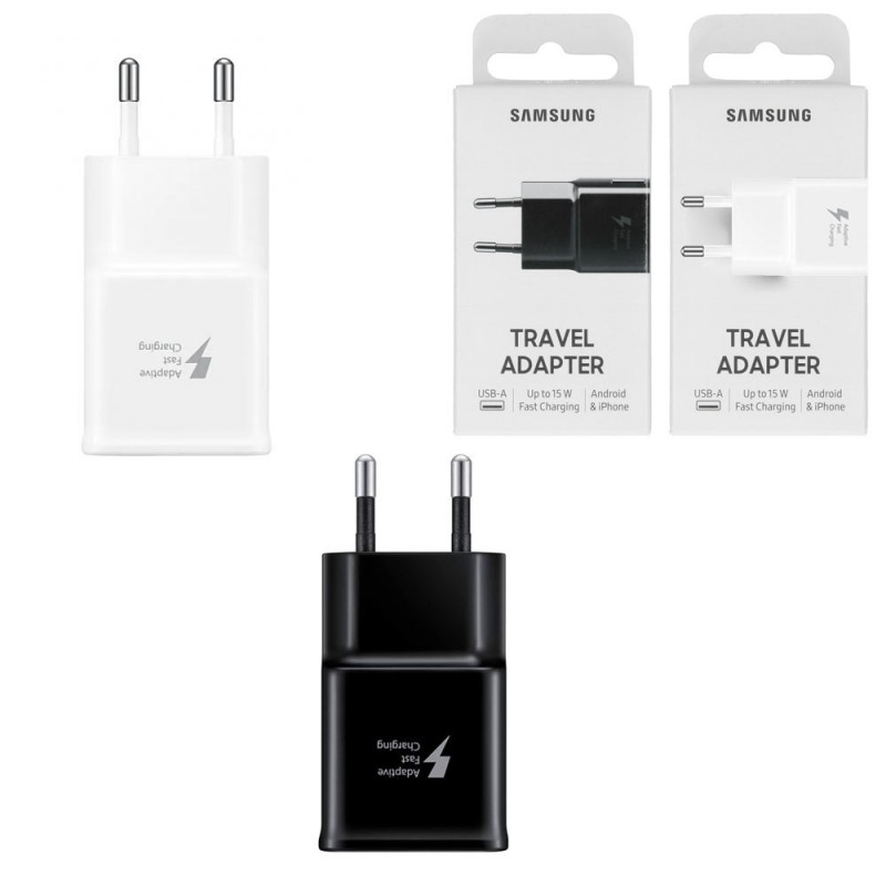 Discover Samsung Battery Charger 15W Fast Charge EP-TA20E Travel Adapter Black and White | Blister details