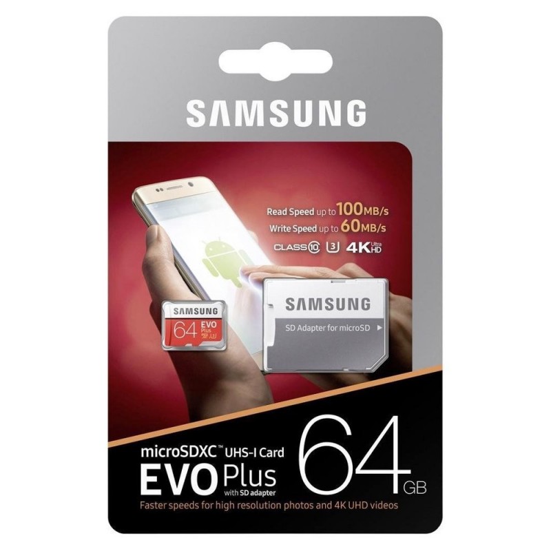 Samsung MicroSDXC da 64GB MB-MC64GA/EU EVOPLUS Classe 10 + SD Adapter