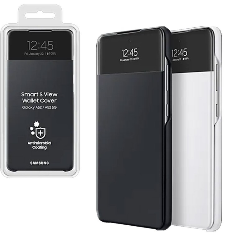 Discover Samsung S View Wallet Cover EF-EA325P for Galaxy A32 A325F | Black and white details