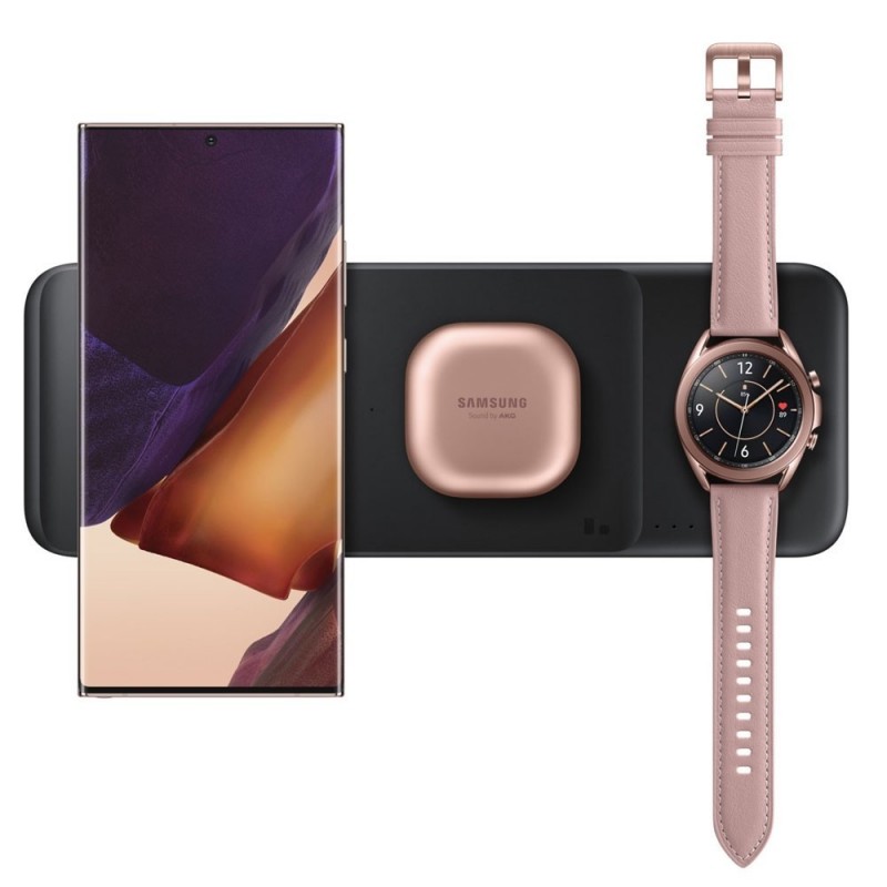 Samsung Wireless Charger Trio EP-P6300T + Charger (PD 25W TA, EP-TA800) and Type-C to Type-C Cable | Black and White Samsung Wireless Charger Trio EP-P6300T + Charger (PD 25W TA, EP-TA800) and Type-C to Type-C Cable | Black and White