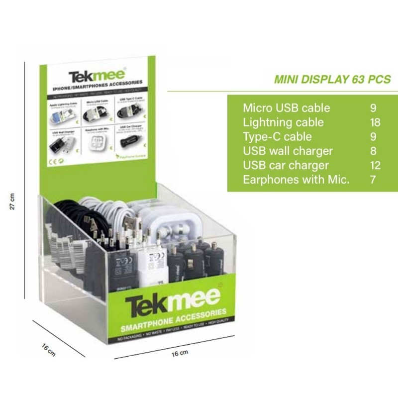 TEKMEE Mini Stand "TAKE ME" Espositore composto da 63 Pezzi Bulk