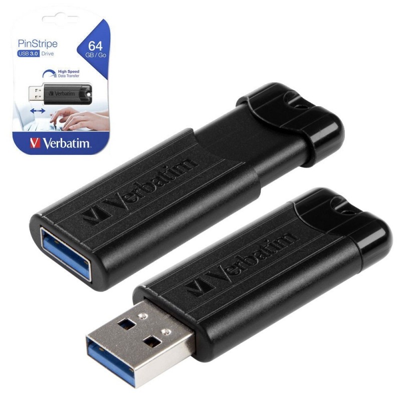 Verbatim Pen Drive Usb 3.0 PINSTRIPE 64Gb Black Verbatim Pen Drive Usb 3.0 PINSTRIPE 64Gb Black