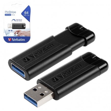 Compra Verbatim Pen Drive Usb 3.0 PINSTRIPE 64Gb Nero online
