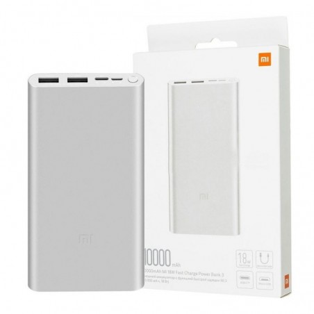 Discover Xiaomi Mi 18W fast Charge Power Bank 3 10000mAh Battery Charger | Silver details