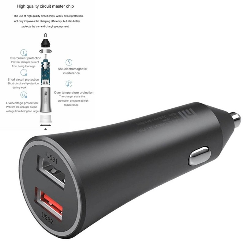 Xiaomi Mi 37W Dual Port Car Charger Caricabatterie da auto 37W | Nero