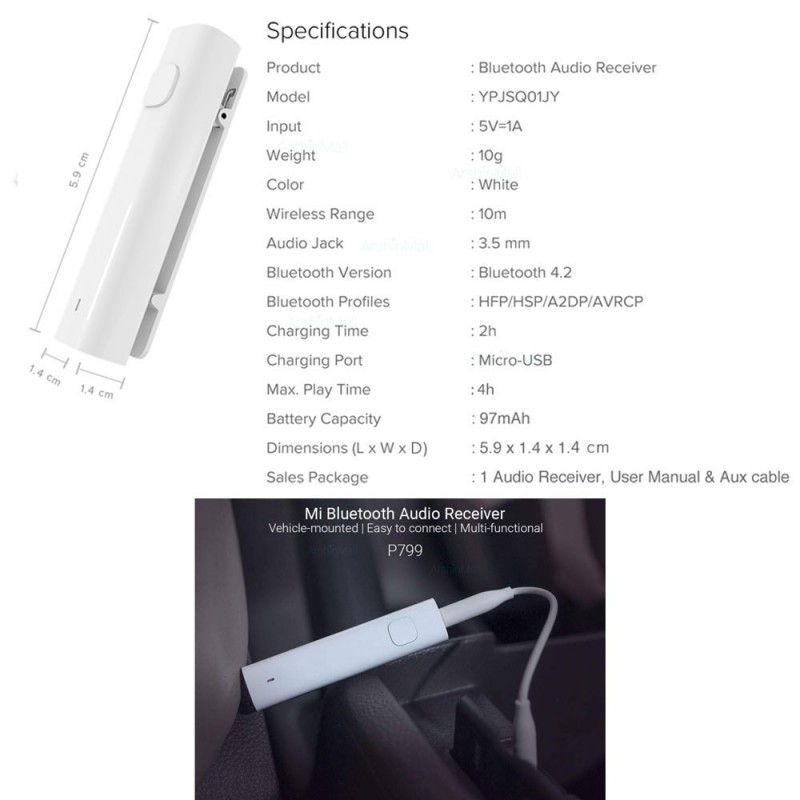 Xiaomi Mi Bluetooth Audio Receiver NZB4005GL Bianco