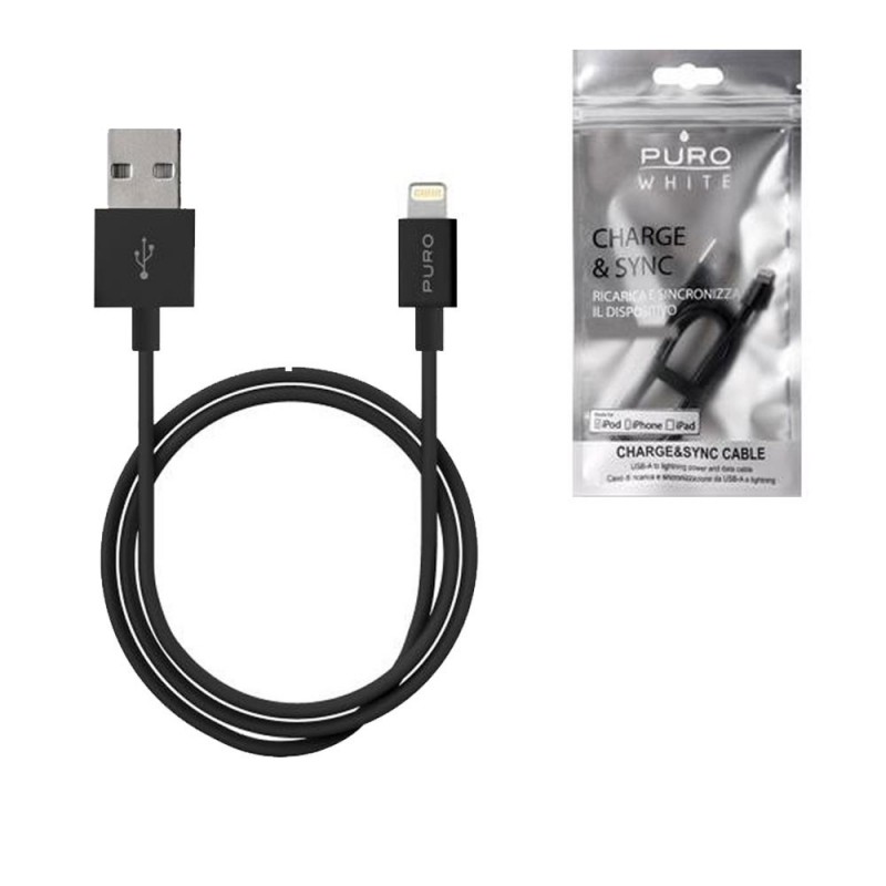 Puro White Lightning Cable 2.4A Mfi Black