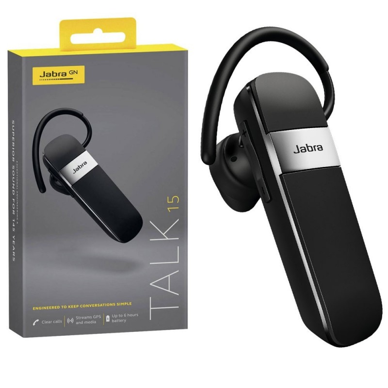 Jabra Talk 15 Bluetooth Headset | Mono Wireless Headphones | Black