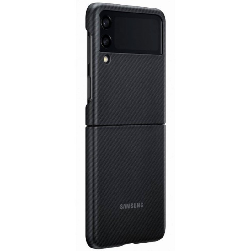 Samsung Aramid Cover Custodia in Fibra Aramidica Per Galaxy Z Flip 3 5G SM-F711 | Nero