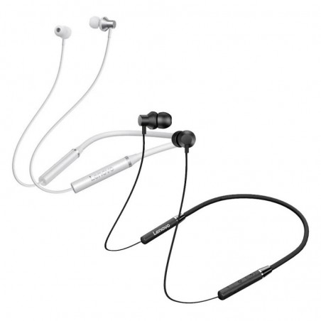 Buy LENOVO Neckband Earphone HE05 Auricolare Bluetooth 5.0 IPX5 con Archetto | Bianco - Nero online