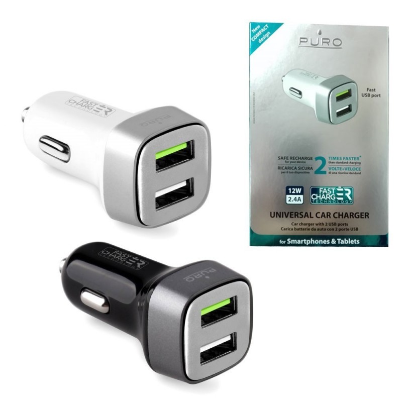 Acquista Puro Mini CaricaBatteria da Auto Fast Charger 2 Usb 2.4A su Smartness