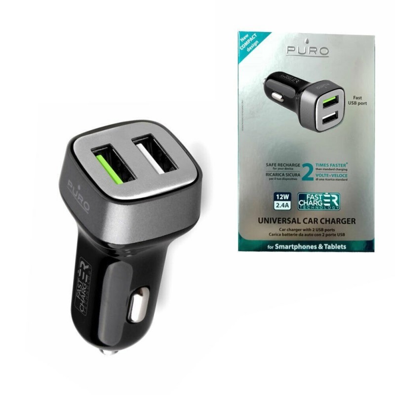  Puro Mini Car Charger Fast Charger 2 USB 2.4A