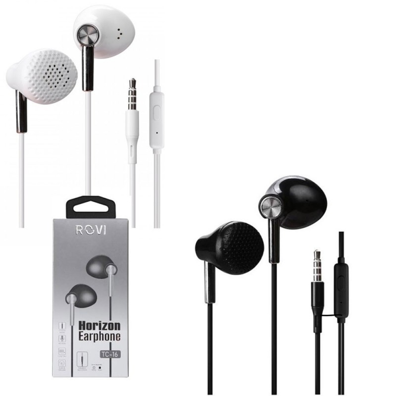 Rovi ROVI Horizon Earphone Jack 3.5 TC-16 Headphone With Remote Control |&nbsp;Black White for sale