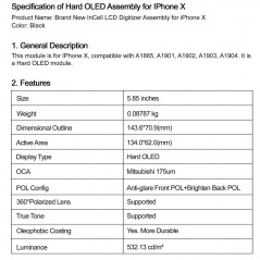 Green On Display LCD GREEN ON Premium Plus HARD OLED Per iPhone X for sale