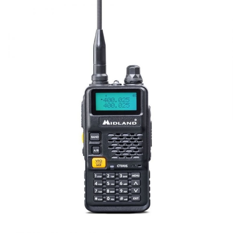 MIDLAND CT590S PORTABLE VHF/UHF DUAL BAND TRANSCEIVER RADIO WITH LCD DISPLAY AND BUILT-IN BATTERY