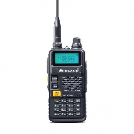 MIDLAND CT590S PORTABLE VHF/UHF DUAL BAND TRANSCEIVER RADIO WITH LCD DISPLAY AND BUILT-IN BATTERY