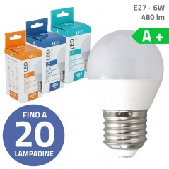 Immagine prodotto Bundle fino a 20pz Lampadine LED Bulb E27 G45 6W 480lm Bianco Caldo Freddo Naturale IP20
