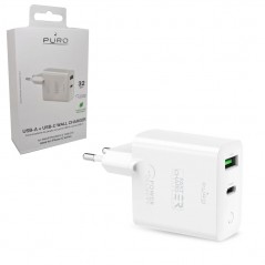 Compra Puro Carica Batterie da Rete 32W USB-C + USB-A Fast Charger Power Delivery | Bianco online
