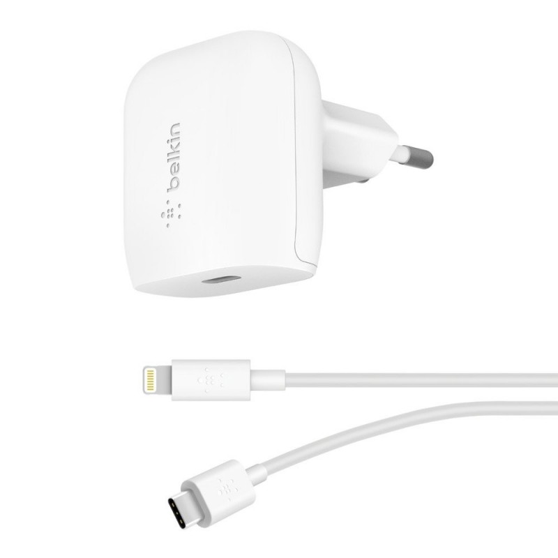 Belkin BOOST CHARGE 20W USB-C Wall Charger + USB-C to Lightning Cable White