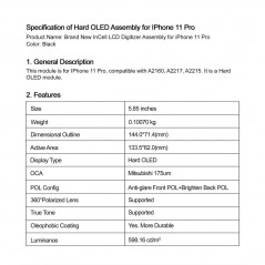Scopri Display LCD GREEN ON Premium Plus HARD OLED Per iPhone 11 Pro in dettaglio