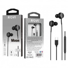 ROVI Moon TC-13 Type-C Stereo Headset with Remote Volume Control | Black - White