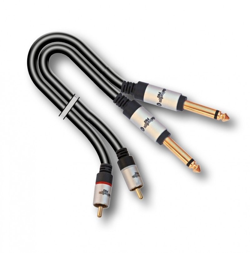 AUDIODESIGN PRO Cavo Adattatore X-PRO da 2 RCA M a 2 Jack 6,3 Mono da 3 mt