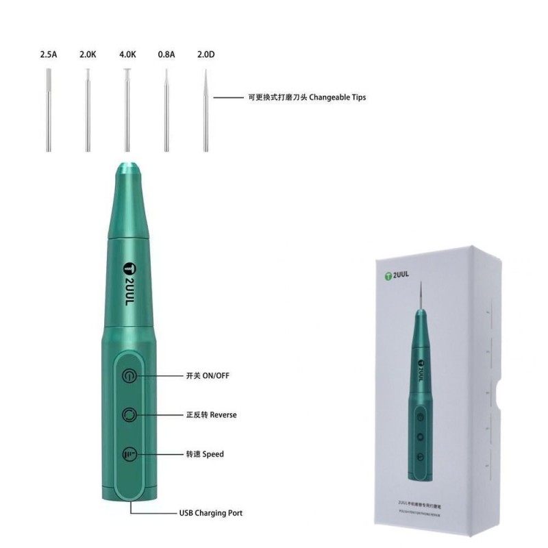 2UUL Polish Pen DA81 Rechargeable Polishing Drill Pen for Phone Repair